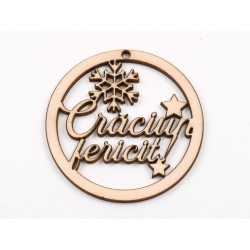 L330-Glob din lemn "Craciun Fericit" 7 cm