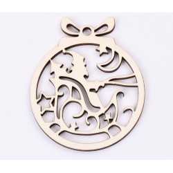 L369-Decoratiune din lemn Sania lui Mos Craciun,6xcm - 1 buc