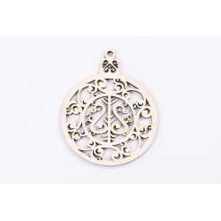 L374-Decoratiune din lemn glob stilizat 9.5 x 7.5 cm - 1 buc