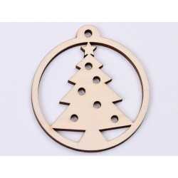 L398-Glob din lemn "Christmas Tree" 8 x 7 cm - 1 buc L398-Glob din lemn "Christmas Tree" 8 x 7 cm - 1 buc