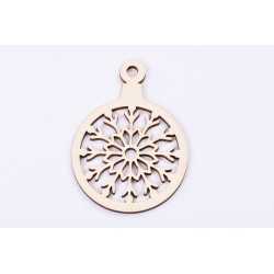 L381-Decoratiune glob din lemn fulg stilizat 9 x 6.5 cm - 1 buc