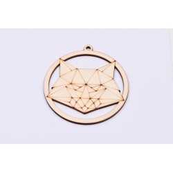 L945- Glob din lemn, Pisica stilizata 10.5x10 cm - 1 buc