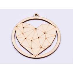 L946- Glob din lemn, Inima stilizata 10.5x10 cm - 1 buc