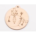 L1037-Glob din lemn "Snowman family2" - 9x8 cm