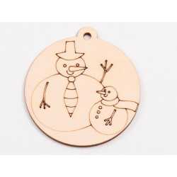 L1037-Glob din lemn "Snowman family2" - 9x8 cm