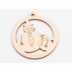 L1036-Glob din lemn "Snowman family" - 9x8 cm