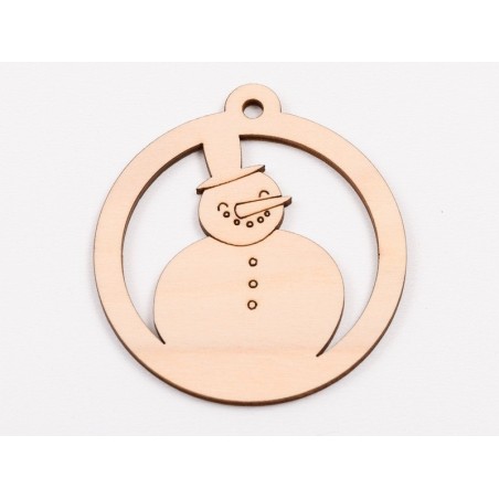 L1034-Glob din lemn "Snowman" - 9x8 cm