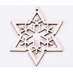L370-Decoratiune din lemn Fulg de nea,6x7cm - 1 buc