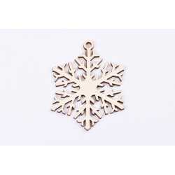 L378-Decoratiune din lemn fulg de nea 8.5 x 7 cm - 1 buc