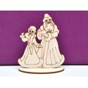 L929- Decoratiune din lemn cu suport, Miss&Mrs Christmas, 12x15cm - 1 buc