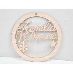 L905- Coronita din lemn personalizabila cu numele de familie, 30x30cm - 1 buc