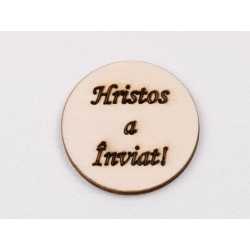 L1094-Decoratiune lemn 4 cm "Hristos a Inviat!"-1 buc